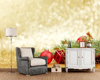 

Papel de parede Branches Balls Pine cone photo Christmas 3d wallpaper,living room sofa TV wall bedroom kitchen cafe bar muarls