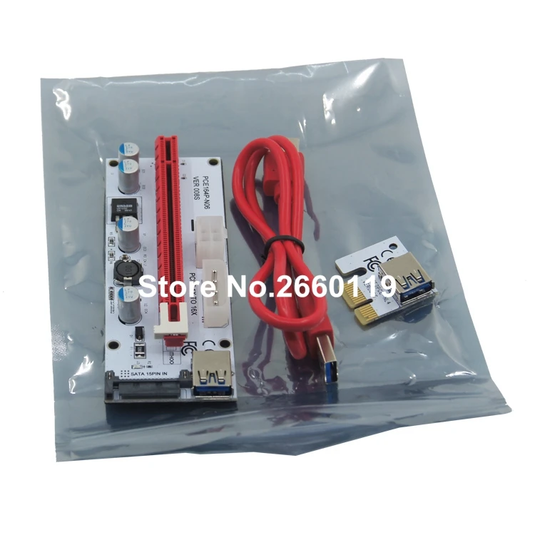 100 шт./лот PCI E 1X TO 16X PCE164P N06 VER 008S Express Райзер карта USB3.0 4P 6P SATA Удлинительный кабель