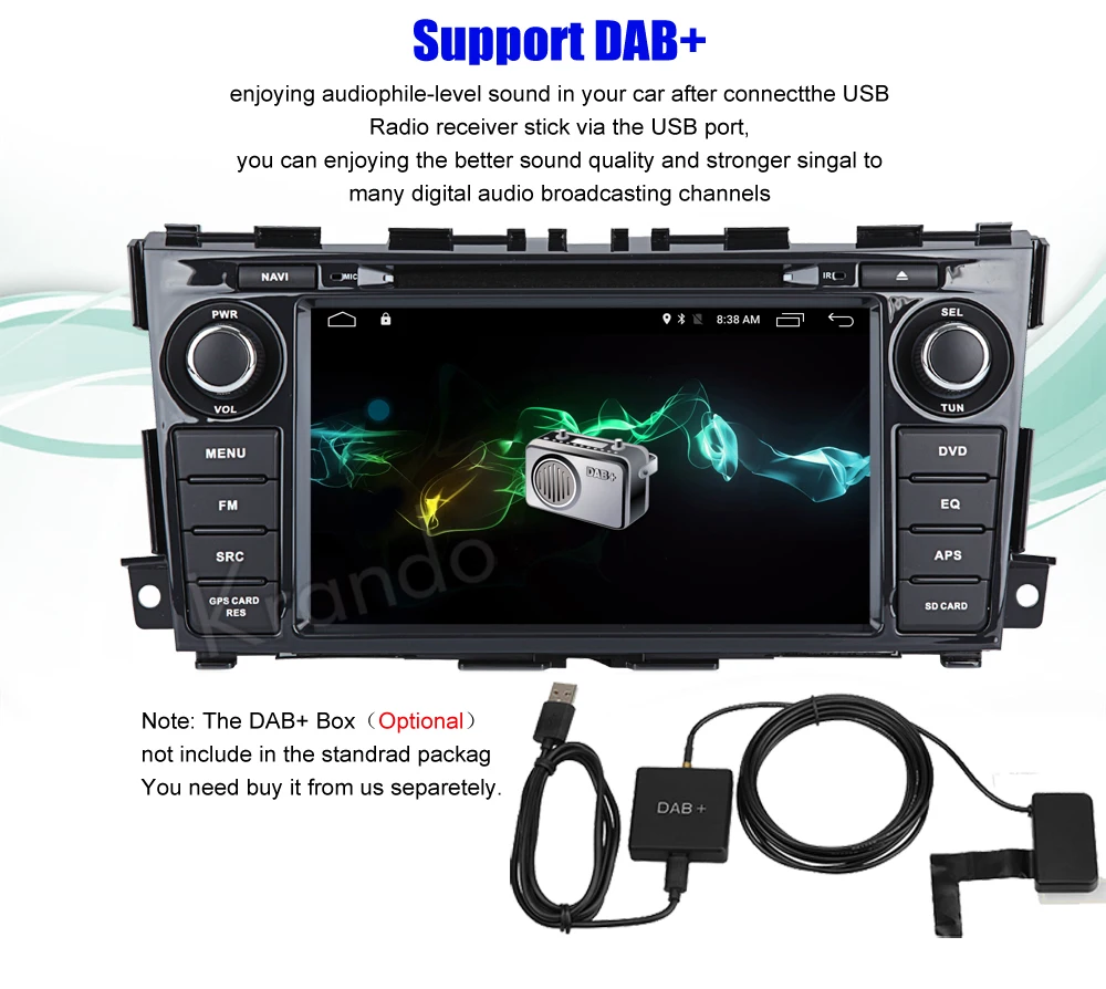 Best Krando Android 8.0 8" car DVD player with gps for Nissan Teana Altima 2013+ multimedia navigation system WIFI 4G 4