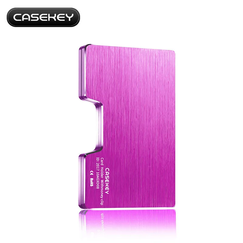 Casekey металлик большой емкости 36 держатель для карт леди портмоне с функцией RFID мужские алюминиевые кошельки с металлическим зажимом для денег - Цвет: Purple