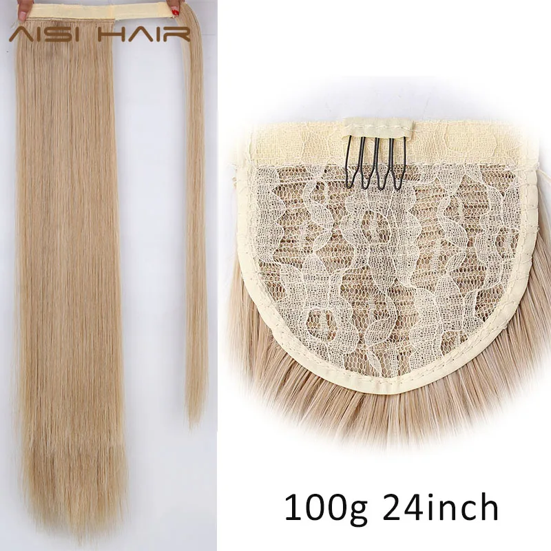 AISI HAIR Synthetic Fake Hair Wraparound Ponytail Extensions 16 Colors Available High Temperature Fiber for Women