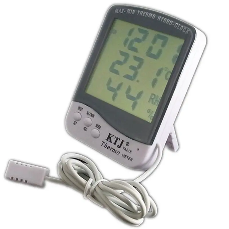 

Big LCD In/Outdoor Thermometer Hygrometer Household Temperature Humidity Meter Clock MAX-MIN Thermo Tester 1.5M Cable Sensor