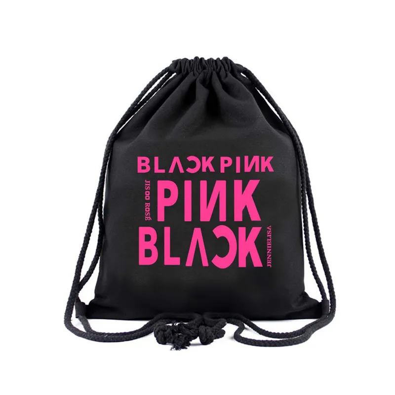 BLACKPINK холщовый рюкзак с кулиской унисекс студенческая мода школьные сумки Harajuku сумки на плечо