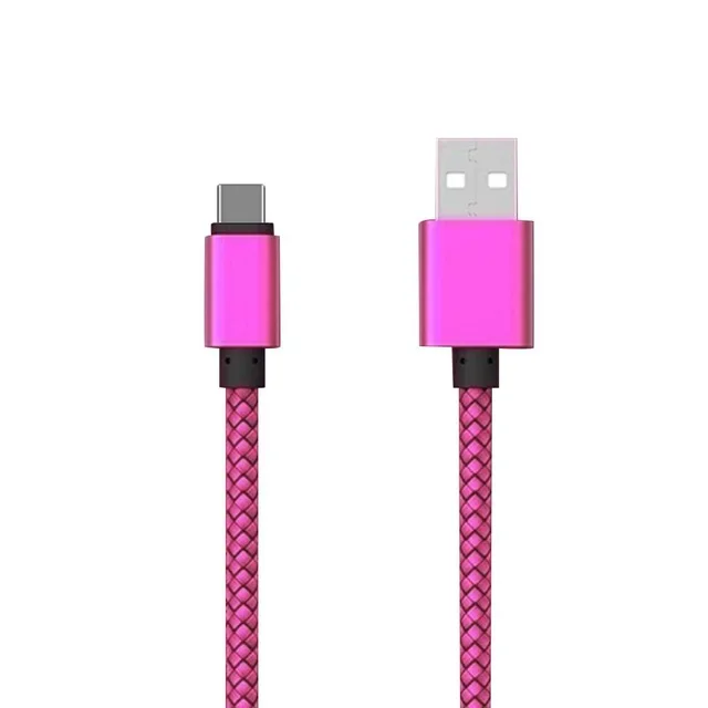Золотой 20 см 2 м 3 м данных USB C зарядное устройство кабель для HUAWEI P30 pro P20 lite honor 10 вид 20 нейлон Быстрая зарядка происхождения длинный провод шнур - Цвет: Rose pink