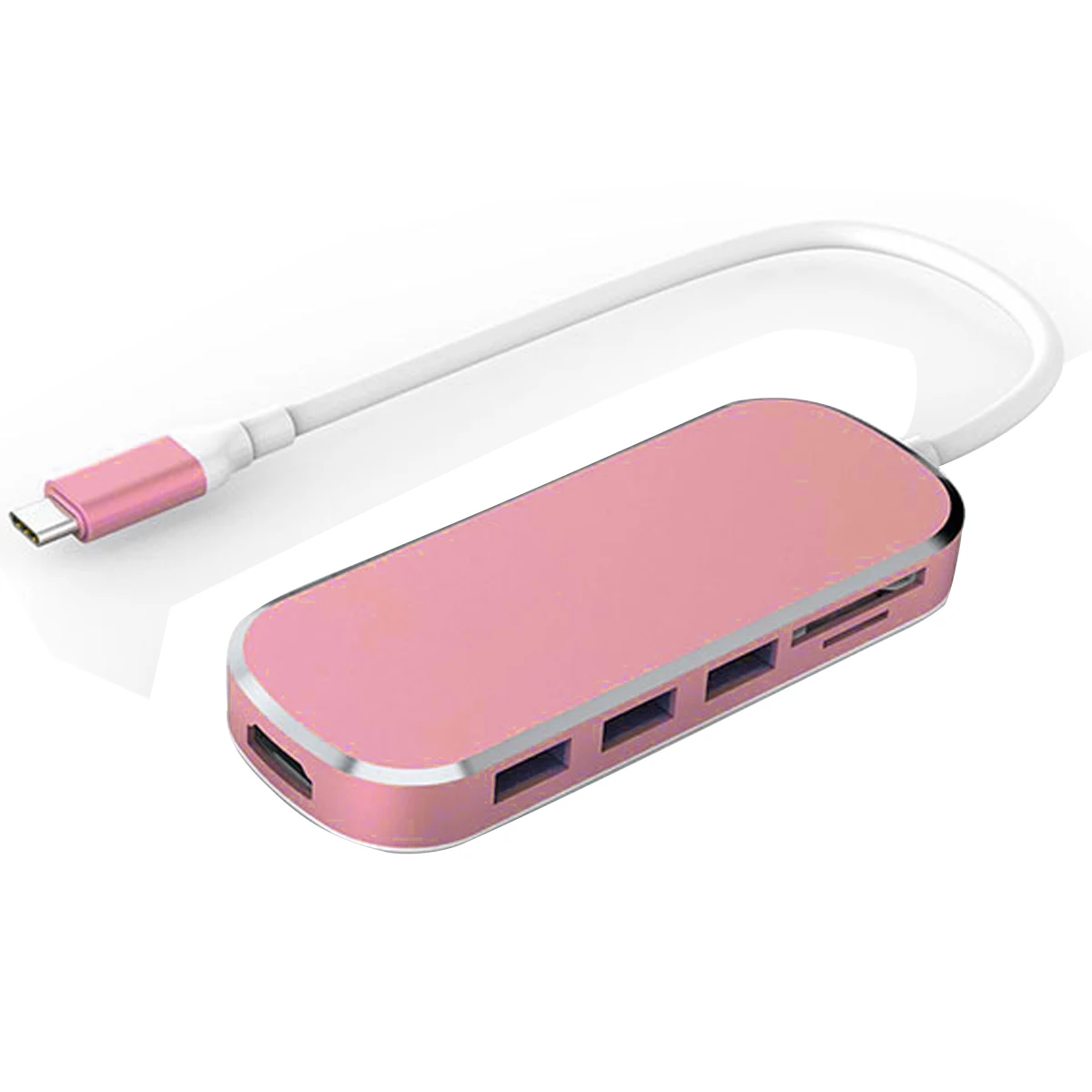 Горячий-type-c к HDMI к usb3.0HUB расширитель концентратор USB-C док-станция ридер - Цвет: Pink