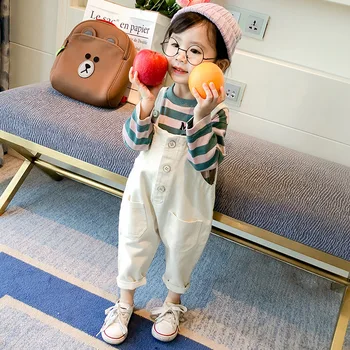 

2018 autumn children's clothing new girls children college wind stripe printing T-shirt solid color back trousers two-piece set