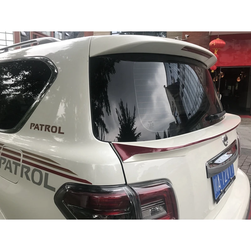 

Auto ABS Plastic White Black Color Rear Trunk Boot Wing Spoiler Car Accessories 1Pcs For Nissan PATROL Y62 2011-2018