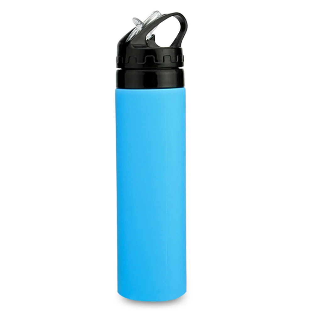 600 мл BPA БЕСПЛАТНО складная силиконовая бутылка для воды силиконовый складной чайник для занятий спортом на открытом воздухе кемпинга путешествия бег бутылка для воды - Цвет: Blue