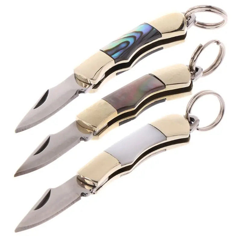 

MIni Beautiful Shell Ornaments Necklace Folding Blade Knife Mini Pocket Wallet Keychain Knives Survival EDC Tool Cutter Peeler