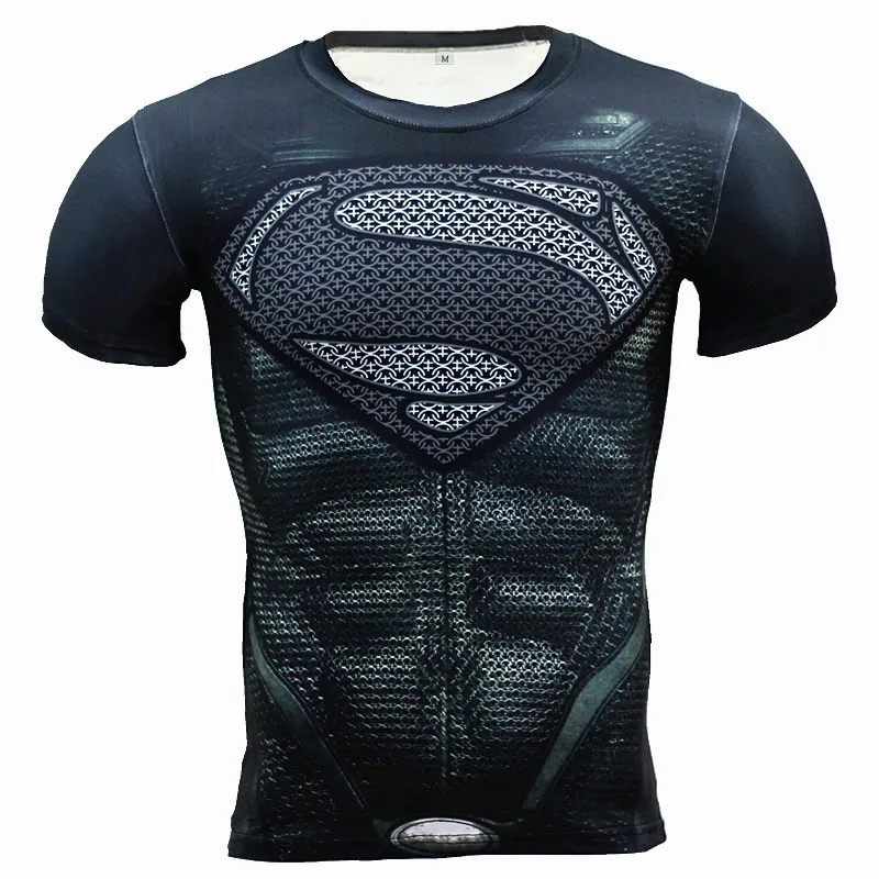 New Fitness Compression Shirt Men Anime Superhero Punisher Skull Batman Superman 3D T Shirt Bodybuilding Crossfit tshirt