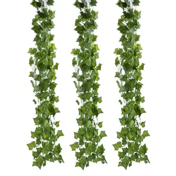

FunPa 12 Branch 6.89Ft Artificial Ivy Silk Fake Hanging Vine Plant Leaves Garland For Wall Decoration Artificial Pant