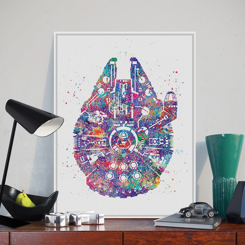 

Watercolor Star Wars Ship Pop Movie Art Prints Poster Abstract Wall Picture Canvas Painting No Frame Kids Room Decor