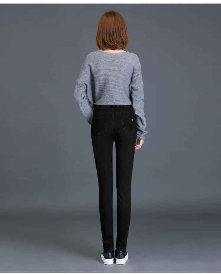 Зимние Джинсы женские с высокой талией джинсовые узкие теплые толстые джинсы для женщин Mujer Большие размеры бархатные штаны тянущиеся