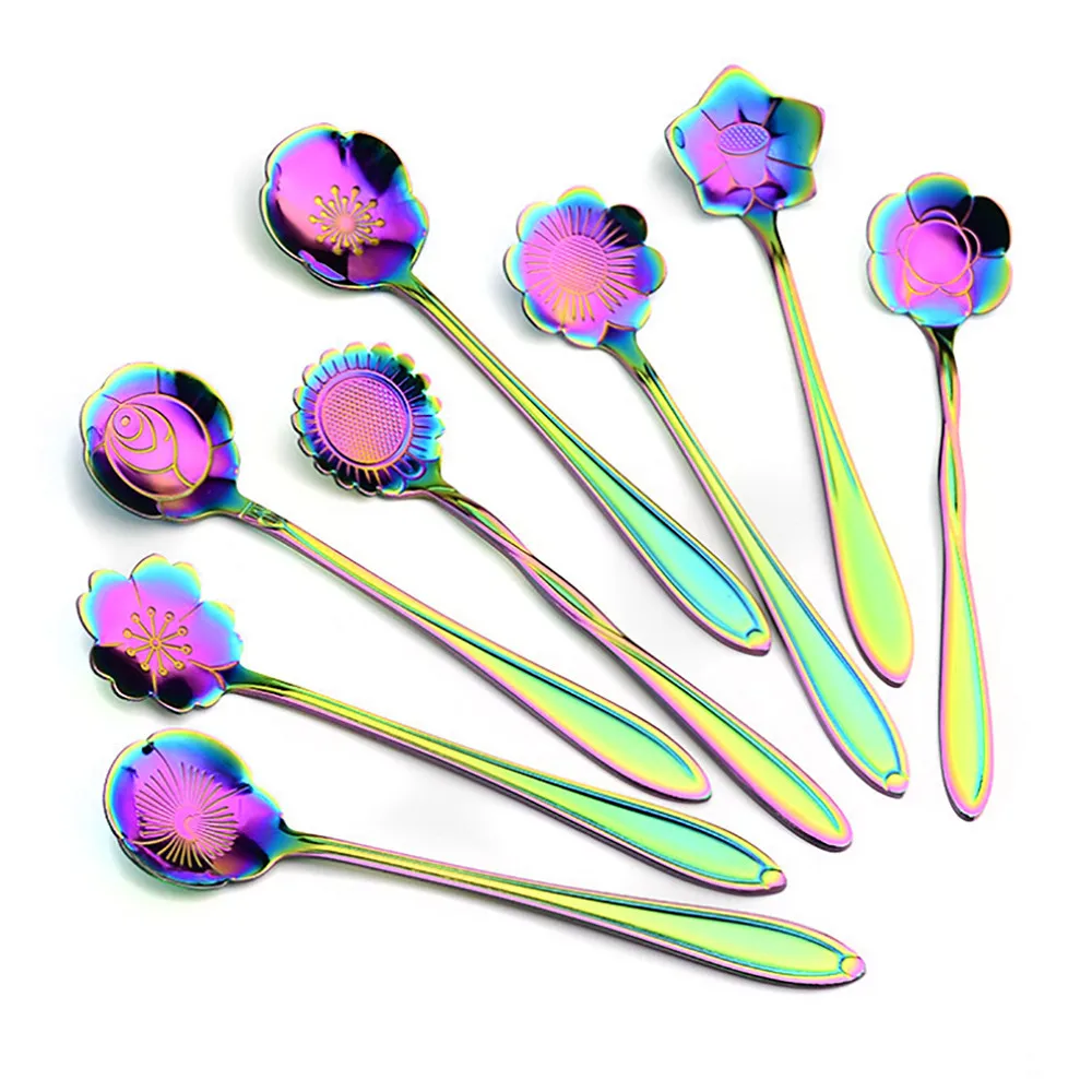 

Flower Shape Icecream Tea Coffee Spoon Small Condiment Spoons Sugar Soup