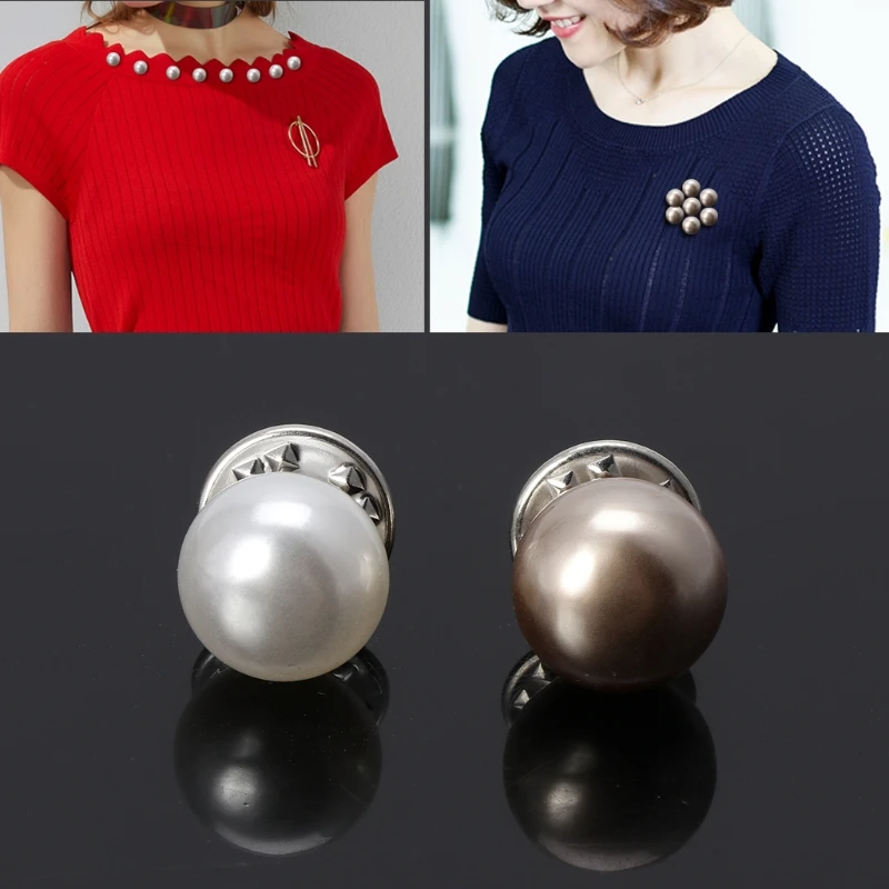 

JAVRICK 10PCS Classic Imitation Pearl Collar Cardigan Shawl Buckle DIY Scarf Brooch Pins Exquisite Brooches