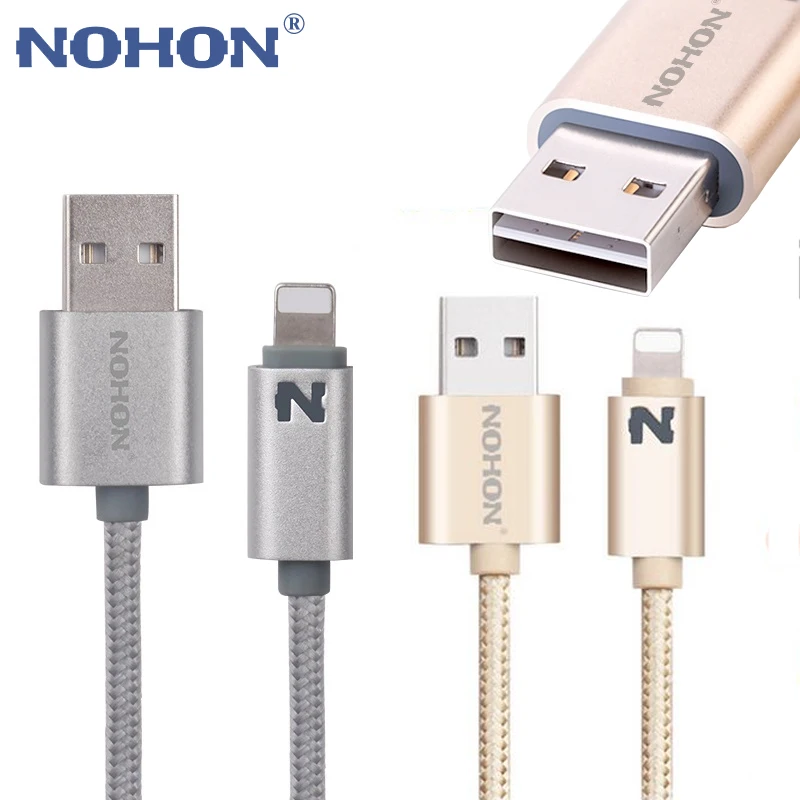 Nohon N светодиодный 8-контактный USB кабель 1 м кабель для зарядки и синхронизации данных металлический плетеный провод для Lightning iPhone X 8 7 6s 6 plus 5 5S iPad