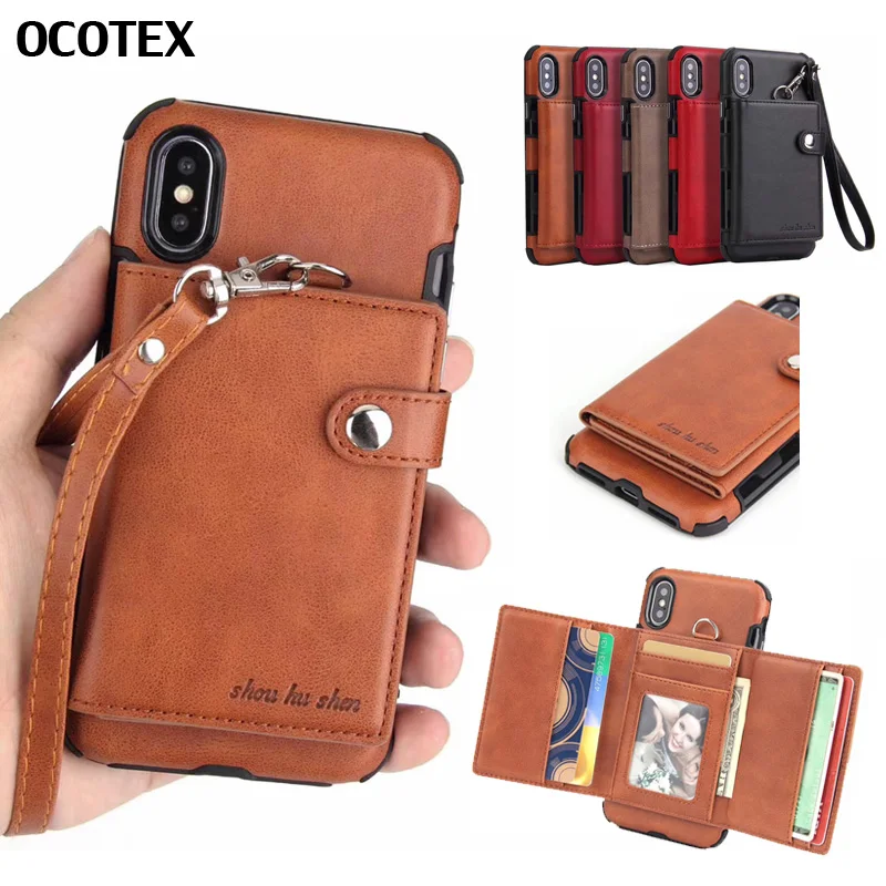 

Wallet Card Slots Phone Case For iPhone X XS Max XR Coque For iPhone 6 6S 7 8 Plus X Armor Shockproof PU Leather Case Covers