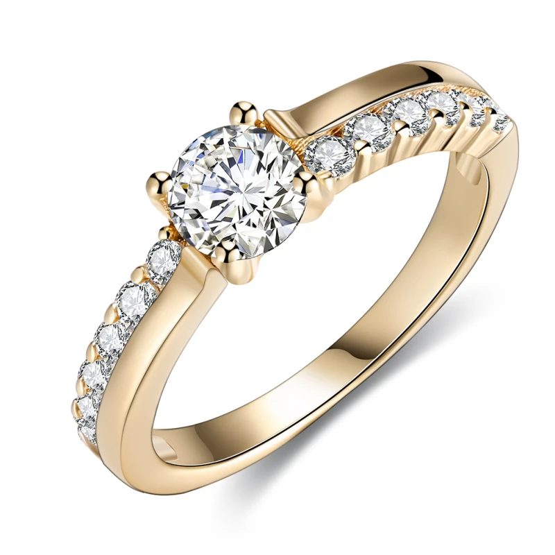 

Garilina New Statement Jewelry trinket Rose Gold white cubic zirconia Party Wedding Ring for Women R2203
