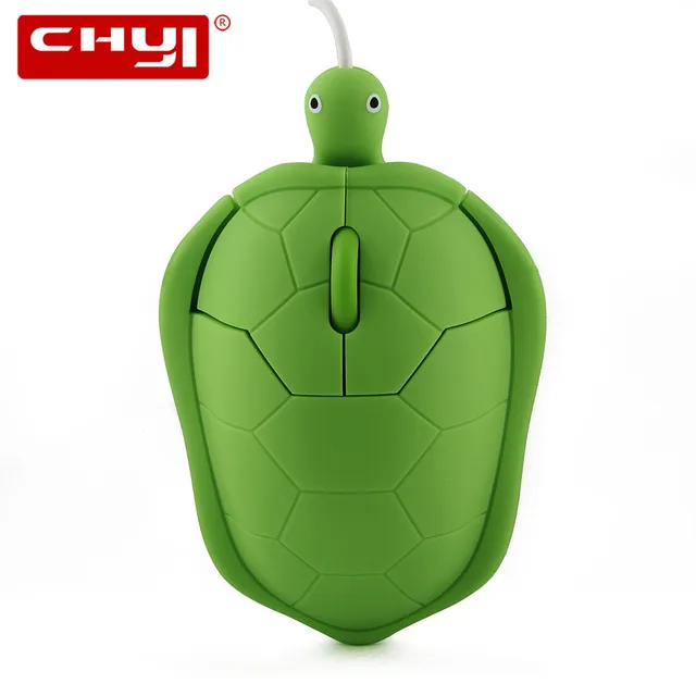 CHYI-ratón óptico con cable USB para niños, Mouse con forma de tortuga, bonito Animal, 1200DPI, 3 botones, para Notebook, PC, ordenador portátil 1