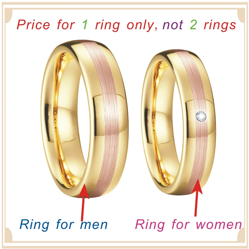 Men's jewelry Wedding Band Tungsten Ring Bridal set rose yellow gold color bague anel anillos Couple Rings for women (2)