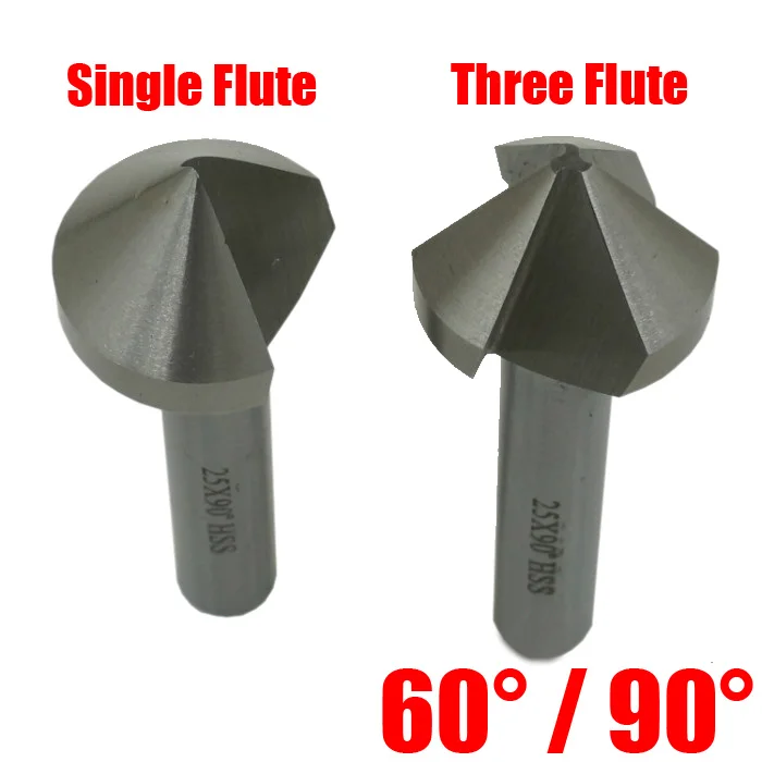 25mm 30mm 35mm 40mm High Speed Steel HSS 60 90 Degree Single One Three 3 Flute Edge Chamfer Cutter Mill Countersink Drill Bit three piece chinese centipede planer tungsten steel opener cutting edge scraping knife file traditional manual woodworking tools