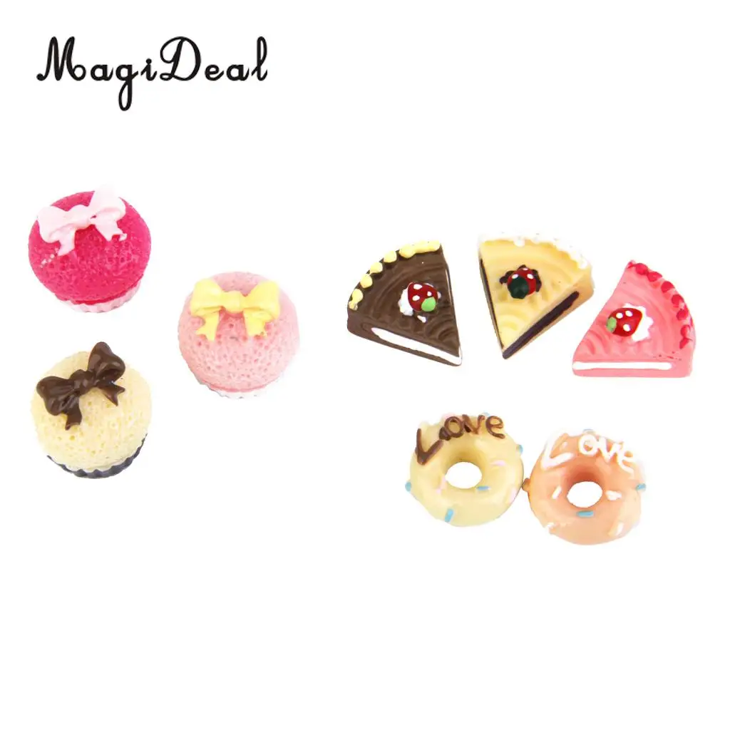 MagiDeal 8Pcs Resin Kitchen Food Creamy Cakes Dollhouse Miniature 1/12 for Birthday Wedding Bakery Scene Kids Pretend Play Toy
