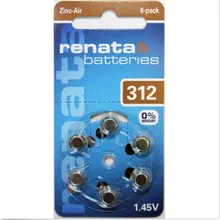 1 упаковка(6 шт.) цинковые аккумуляторные батареи Renata Размер 312 P312 PR41 батареи слухового аппарата