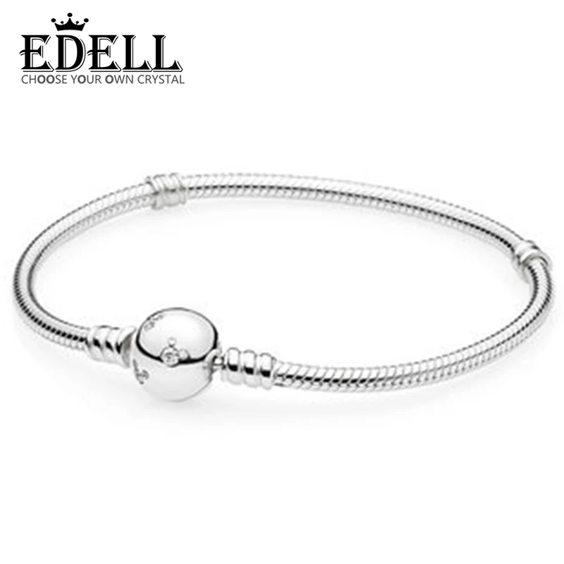 EDELL 100% 925 Sterling Silver Bracelets Crystal Chain head &Bracelet Jewelry For Women Gif