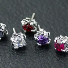 925 чистый серебряный Цветной Циркон alondra тайский серебряный маленькие уши