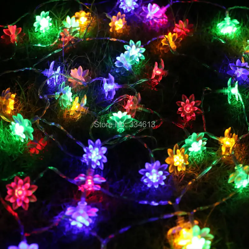 Питание от аккумулятора 8 режимов м 6 светодио дный м 60 LED s Lotus Flower shсветодио дный aped led String lights waterproof Holiday Fairy lights с пультом дистанционного