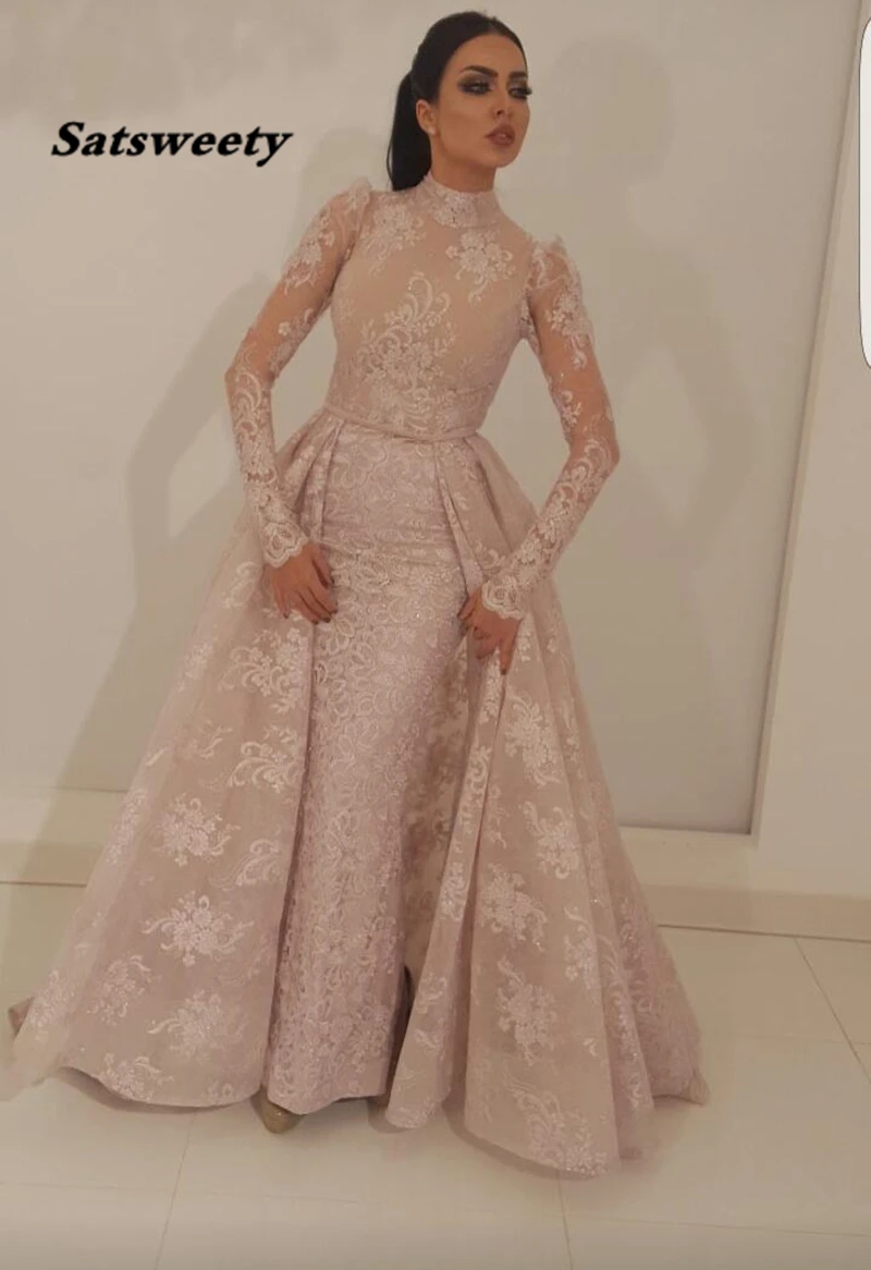 robe-de-soiree-Muslim-Evening-Dress-2019-Mermaid-High-Collar-Illusion-Long-Sleeves-Lace-Dubai-Saudi
