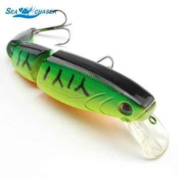 

New 5pcs 7 colors 3 Sections Fishing Minnow Lure Artificial Bait Treble Hooks Crankbait Fishing Tackle Free shipping