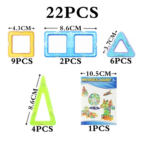 Мини 65 шт., Детские магнитные блоки, строительные блоки, строительные блоки, игрушки для детей, Обучающие, сделай сам, пластик, техника, кирпич - Цвет: 22pcs mini blocks