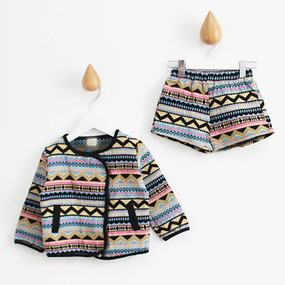 

2017 Autumn/Spring toddler sets Casual vintage print Girls Clothing Sets Children Princess Suit for Girls Kids Clothes