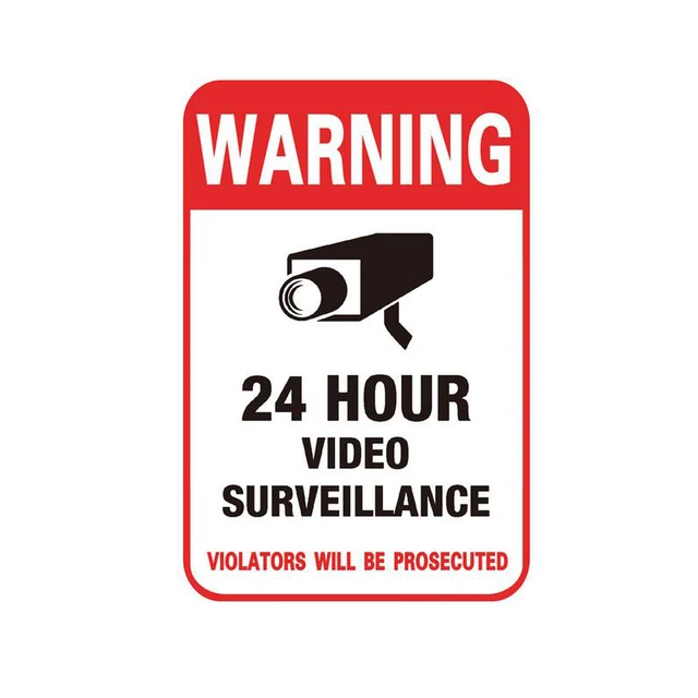 10pcs 24H CCTV Video Camera Warning Signs Conspicuous Wall Sticker Surveillance Monitor Decal