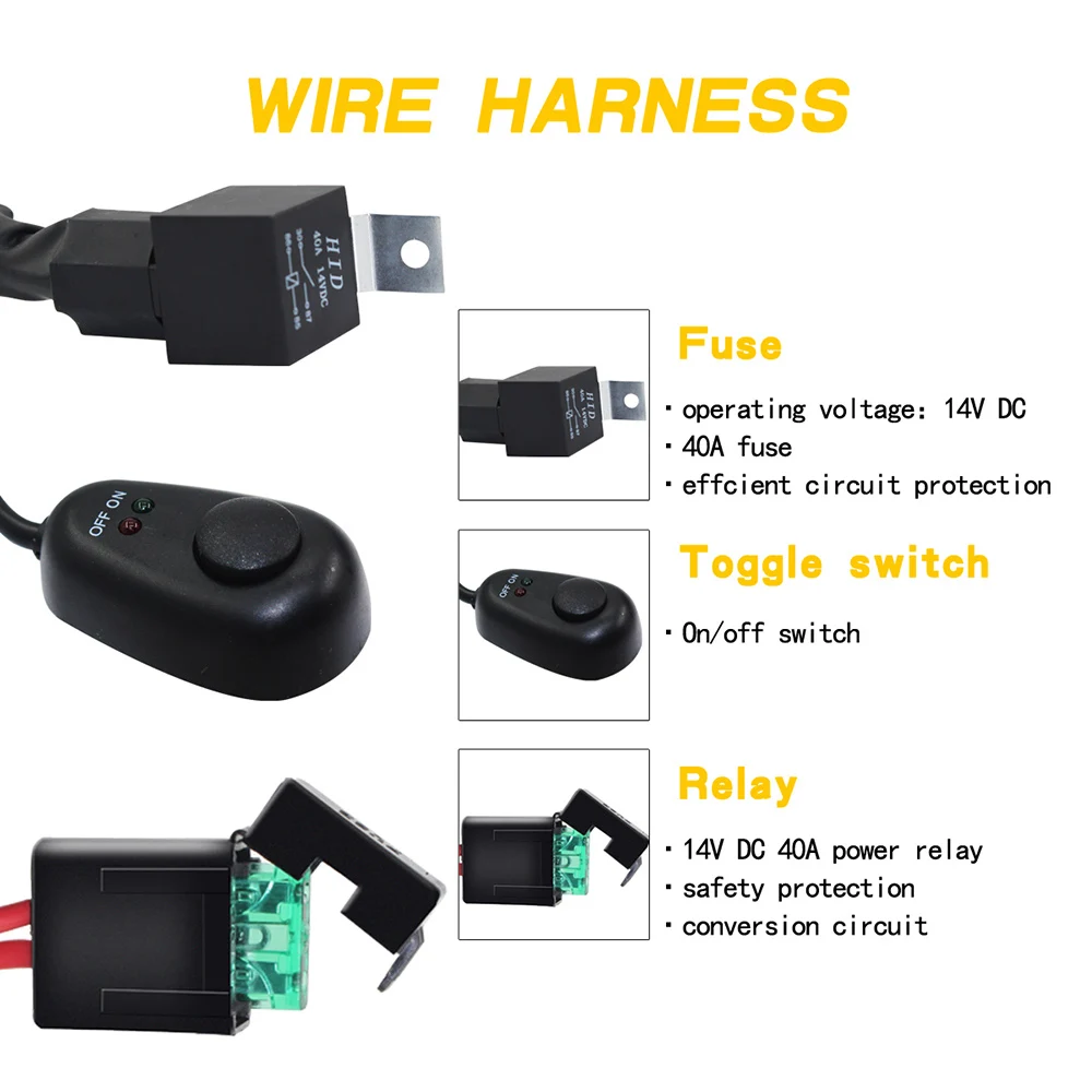 Электропроводка выключатель проводки реле Комплект для подключения 2 светодиодный 300 Вт Рабочий приводной светильник бар 4WD