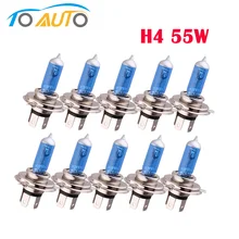 10 шт H4 галогенные автомобильные лампы 12 V 55 W Авто налобный фонарь 5000 k белый