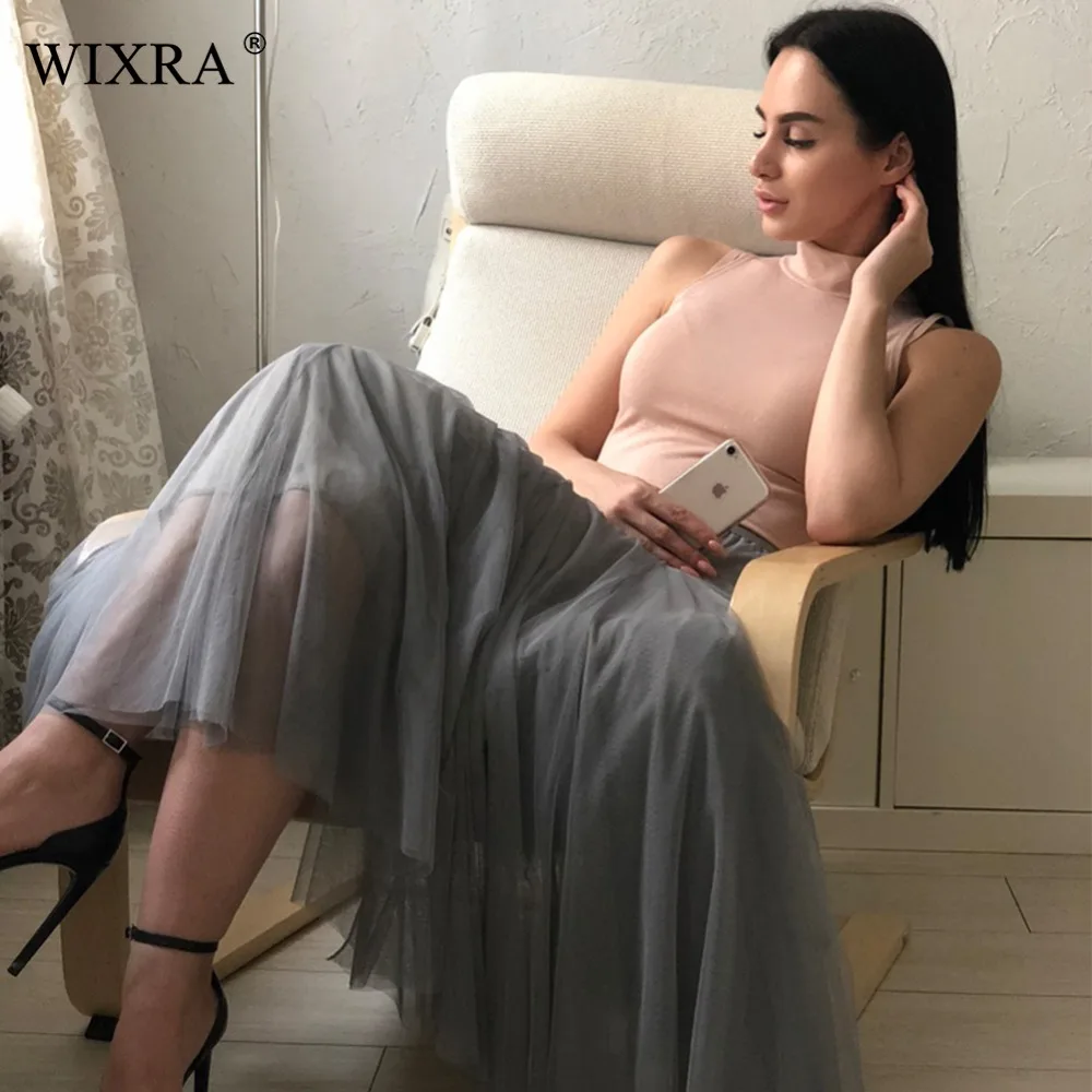 Wixra основные юбки Для женщин 2018 сезон: весна–лето модные Высокая талия кружева