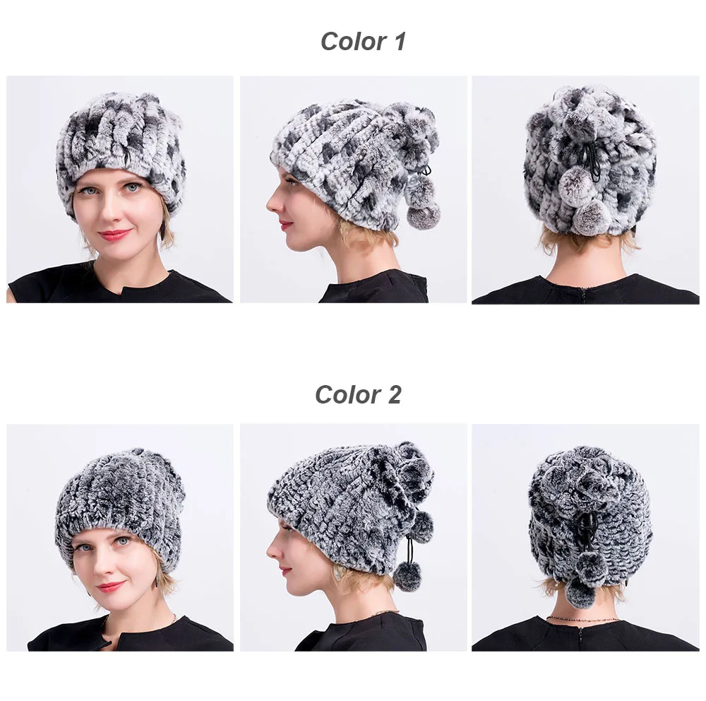 Knit rex rabbit hat neck warmer color1 2