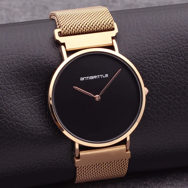 Japan Quartz Luxury Black Minimalist Men Watch Women Classic Rose Gold Thin Mesh Japan Quartz Luxury Black Minimalist Men Watch Women Classic Rose Gold Thin Mesh