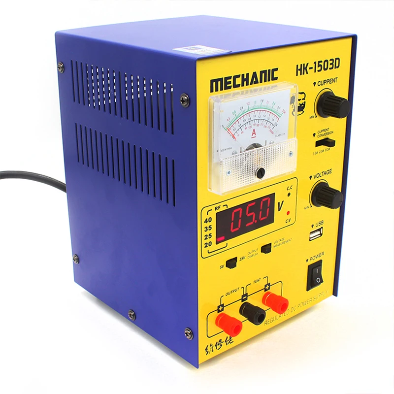 

HK-1503D NEW voltage 5V~15V range/3A 2A 0.5A DC mobile phone signal detection/USB output/short-circuit regulated power supply