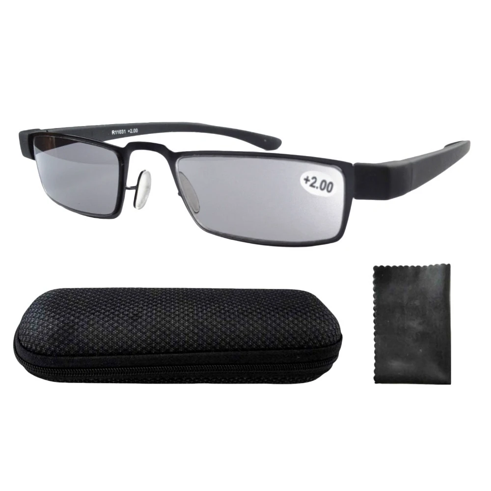 R11031 Eyekepper Black Frame Rubber Plastic Temple Tinted Gray Lens Sun