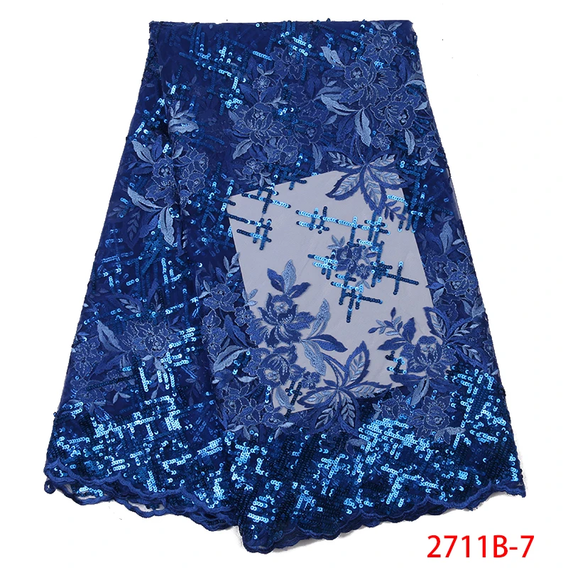 

Royal Blue Sequins Lace Fabric Embroidery African Tulle Mesh Lace with Sequins Nigerian Mesh Net Lace for Wedding Party APW2711B