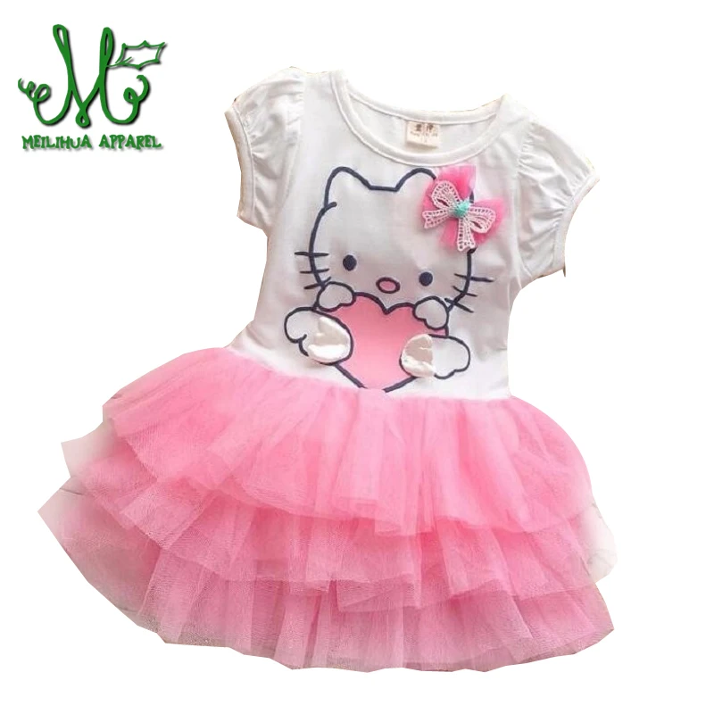 

Cute Girls Dresses Summer 2018 Cartoon Wings Hello Kitty Tutu Dress For Girls Kids Princess Dresses Girls Clothes For 1 2 3 4 5Y