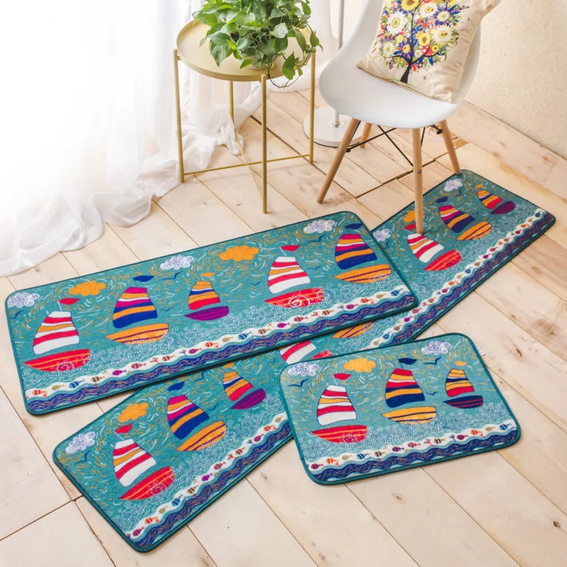Японский стиль, милый игрушечная лодка узор прямоугольный ковер моющийся нескользящий ковер для девочек спальня прикроватный коврик кухня гостиная