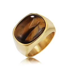 Титановое кольцо из нержавеющей стали с овальным тигровым глазом и опалом, мужское Винтажное кольцо, серебряное, золотое, Ретро стиль, мужское кольцо на палец, кольца из натурального камня