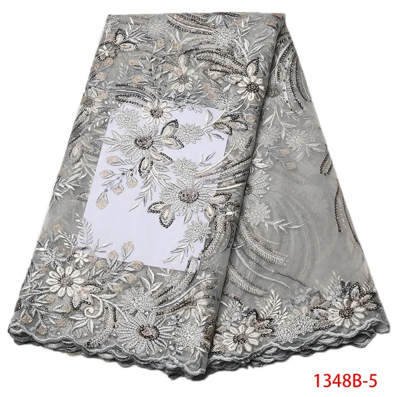Hot Sale Gray Color Exclusive Embroidery French Lace African Mesh Tulle Fabric With Beads High QualityFor Women AMY1348B | Дом и сад