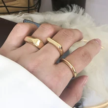 SRCOI círculo ancho cuadrado nudillo anillo Vintage Color dorado geométricos minimalistas Popular exagerada dedo anillo mujeres de moda nuevo