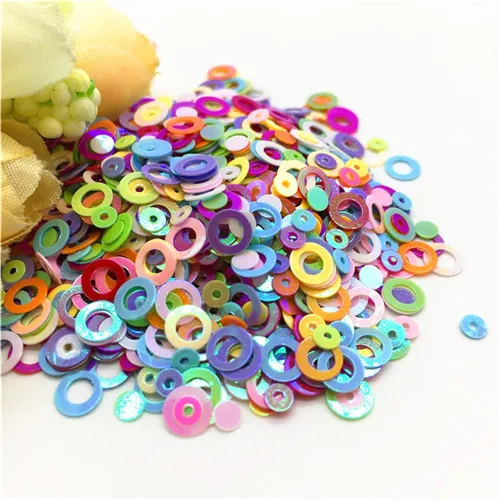 AB mix color С вышивкой в 3-5 мм кольцо Форма свободные поливинилхлоридные блестки пайетки для ногтей искусство ремесла свадебный Декор для самостоятельного пошива одежды аксессуары 10/20g - Цвет: AB mix color