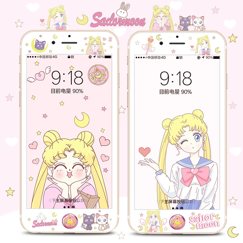 Защитная пленка Sailor Moon для iPhone 7/8plus закаленное стекло с мягкими краями и